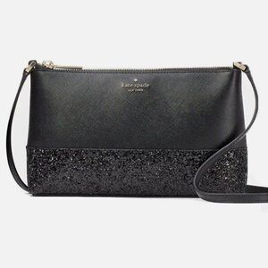 Kate Spade NY Black Flash Glitter Crossbody Bag MSRP $279